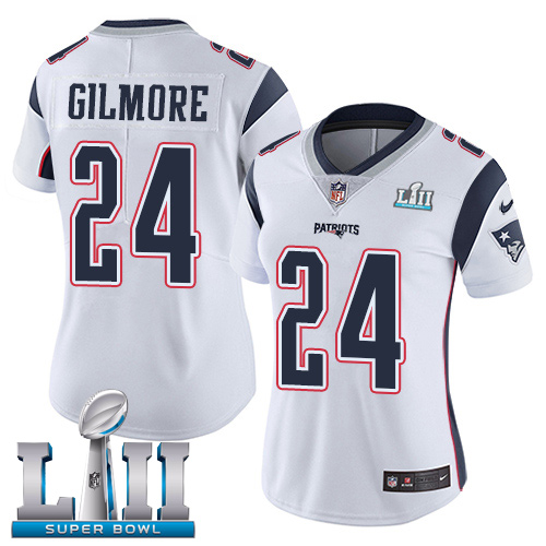 Nike Patriots #24 Stephon Gilmore White Super Bowl LII Women's Stitched NFL Vapor Untouchable Limited Jersey